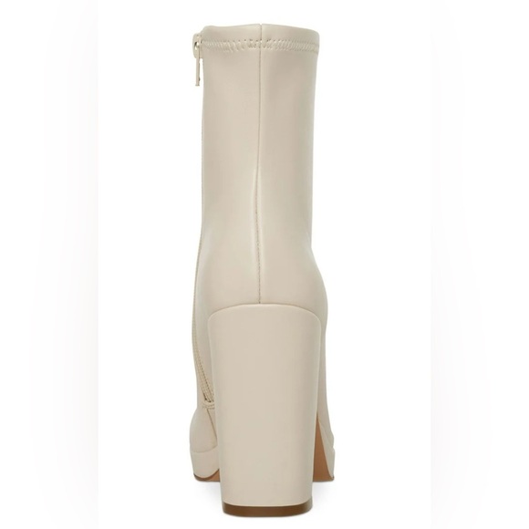 ❌SOLD OUT❌ NIB [Steve Madden] Bone Beige Macayla Block Heel Zip-Up BootS Womens - Picture 2 of 15